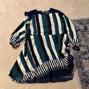 Sunday in Brooklyn Green and Black Striped Long Sleeve Dress
